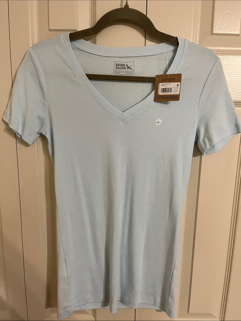 Eddie Bauer Light Blue Short Sleeve V-Neck Tee